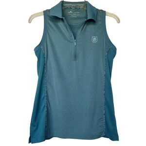 Peter Millar Womens Sleeveless Golf Polo Shirt Turquoise UPF 50+ Size S